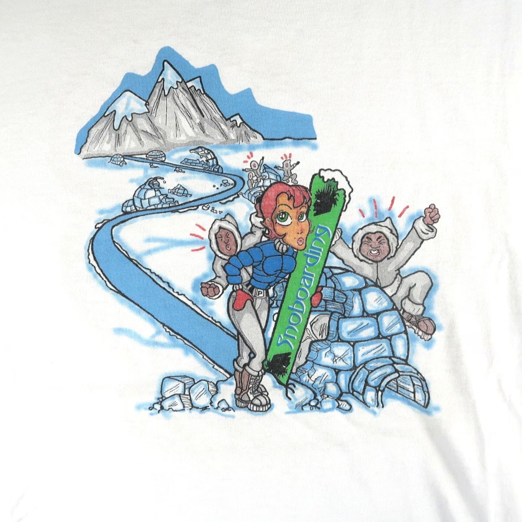 Vintage Vintage 90s Snowboarding Cartoon T Shirt Mens L Large White Long Sleeves Size US L / EU 52-54 / 3 - 3 Thumbnail