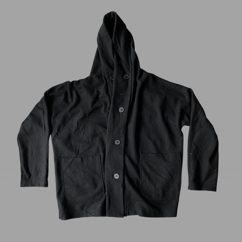 image of Yohji Yamamoto Y’S Wool Hoodie Kimono Jacket in Black, Men's (Size Medium)
