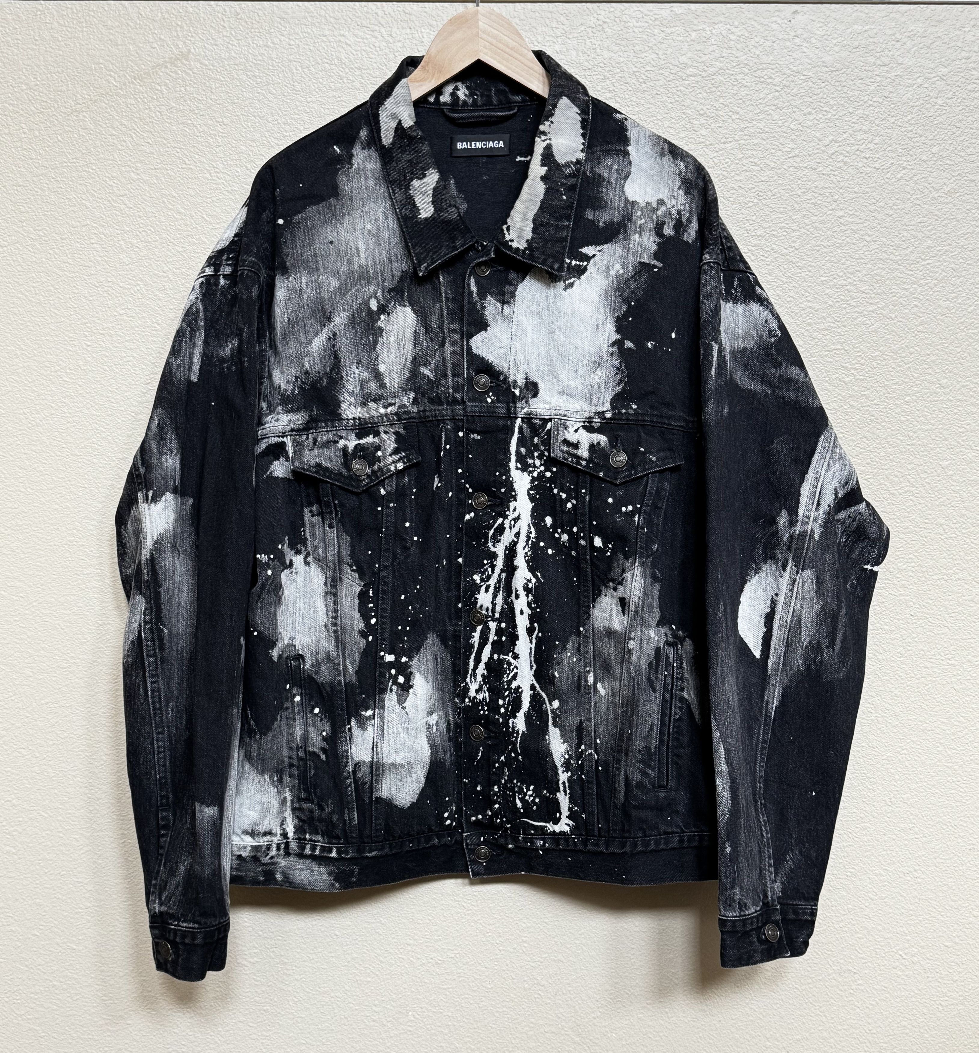 Balenciaga Balenciaga Splatter Effect Oversized Denim Jacket