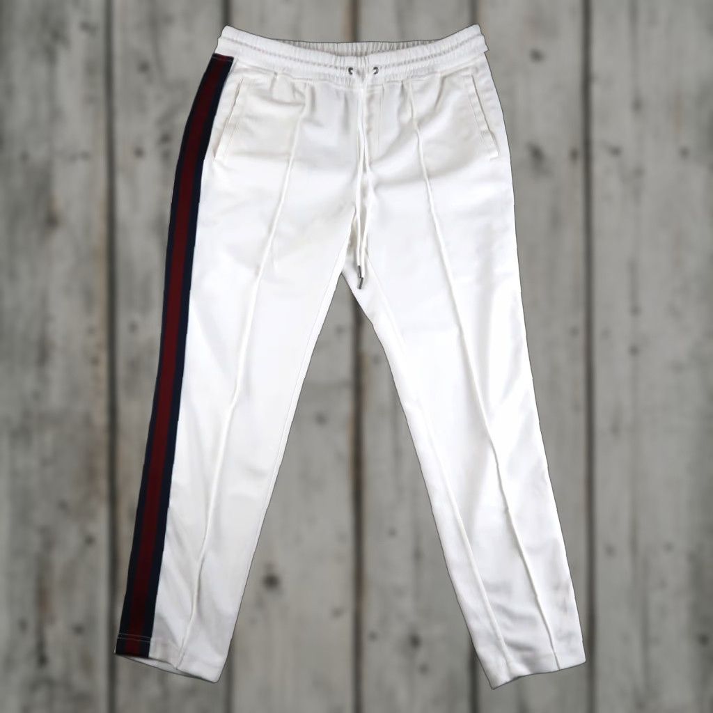 Brooks Brothers Joggers Mens L White Striped Drawstring Slim Stretch Pants