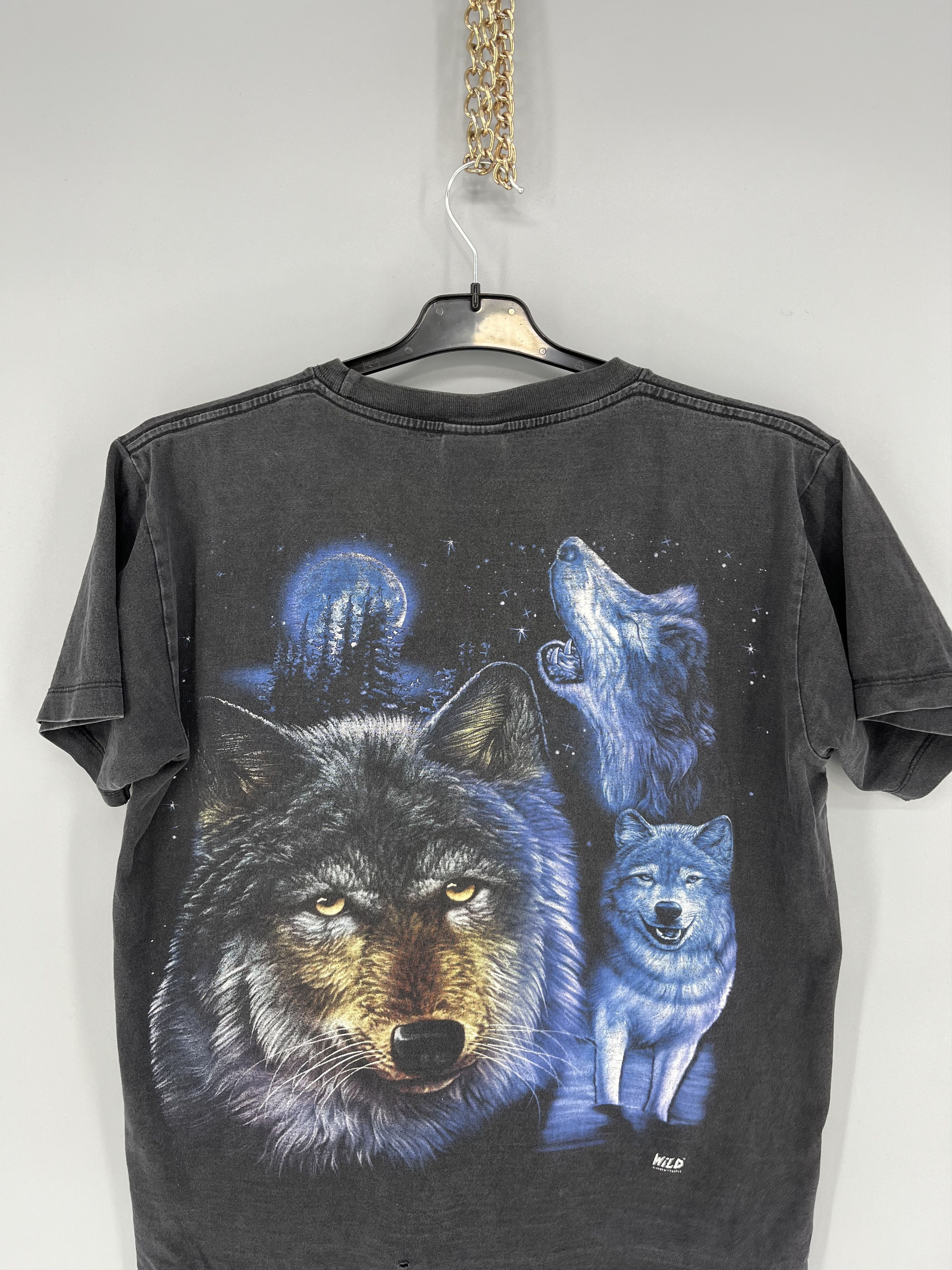 Vintage Vintage 90s Wolf Face Boxy Fit Tee WILD Dead Horror Print Size US M / EU 48-50 / 2 - 12 Thumbnail