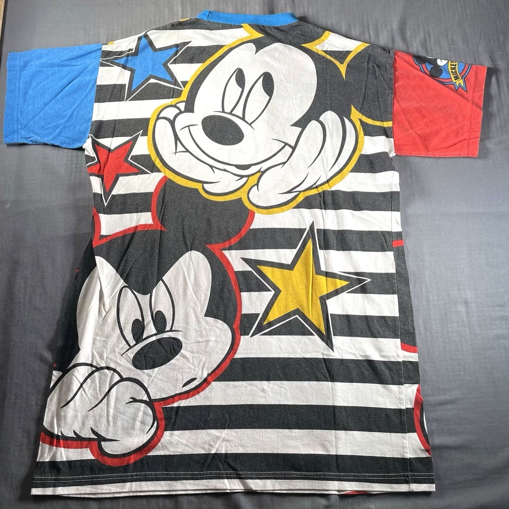 Disney VINTAGE Disney Sleep Shirt One Size Blue Mickey Mouse Cotton Blend Knit Nightgown Women 90s Cartoon Christmas Size ONE SIZE - 7 Thumbnail