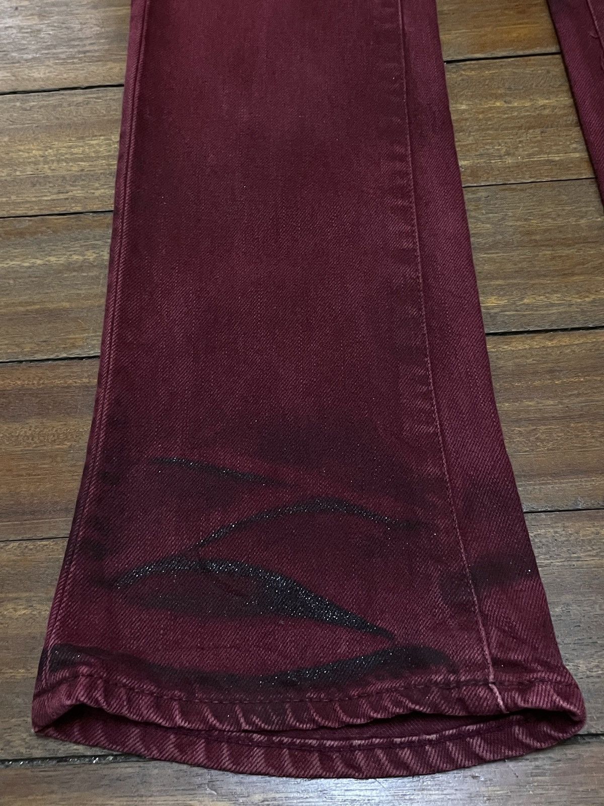 14th Addiction Vintage Japanese Brand Civarize Waxed Flared Jeans 1990s Size US 29 - 5 Thumbnail