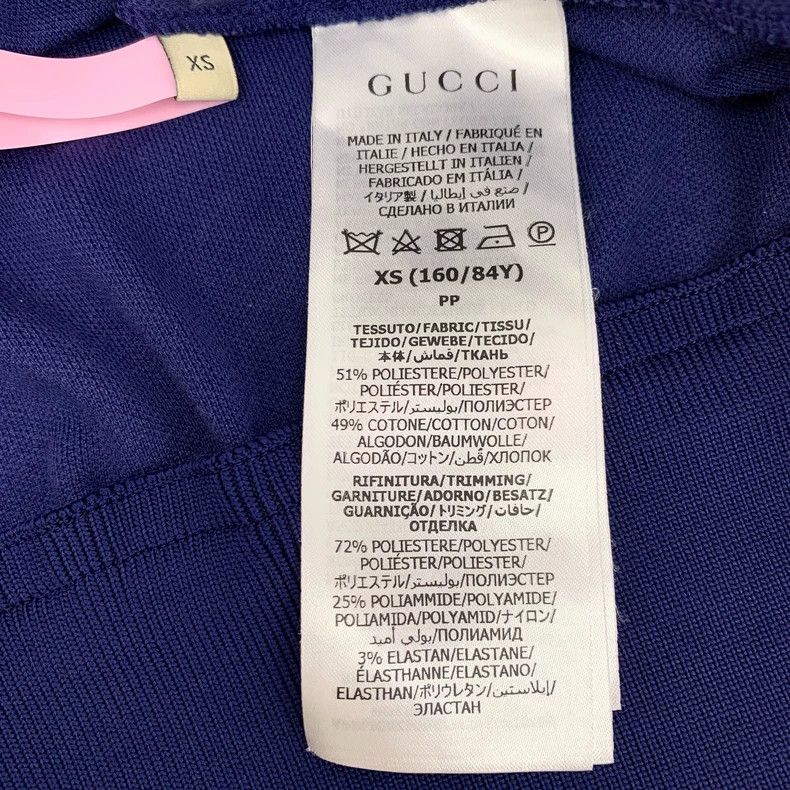 Gucci Gucci Dark blue striped logo embroidered cotton V-neck slee Size XS / US 0-2 / IT 36-38 - 6 Thumbnail