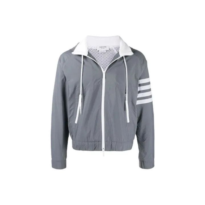 Thom Browne Thom Browne Gray Striped Zip-Up Hooded Jacket -2507 Size US S / EU 44-46 / 1 - 7 Thumbnail