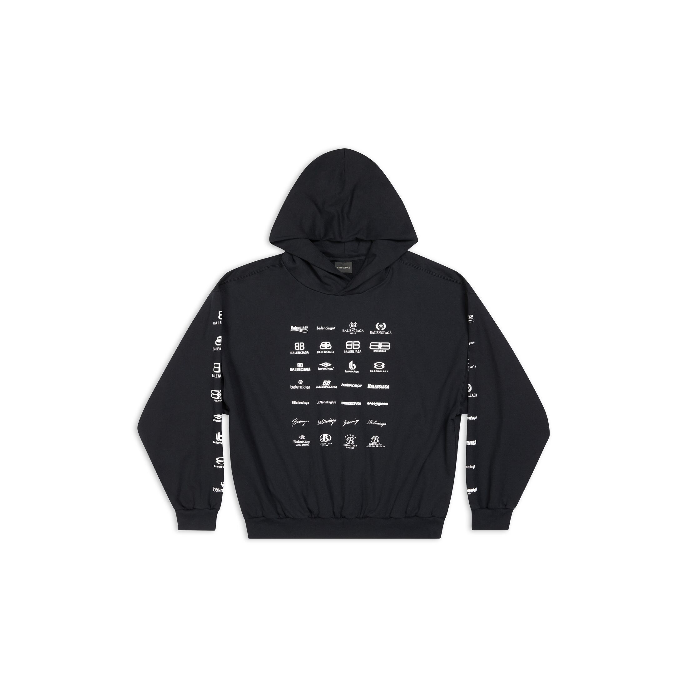 image of Balenciaga Hoodie Half Zip Up Monogram Logo 726241Tnvq81070 in Black, Men's (Size XL)