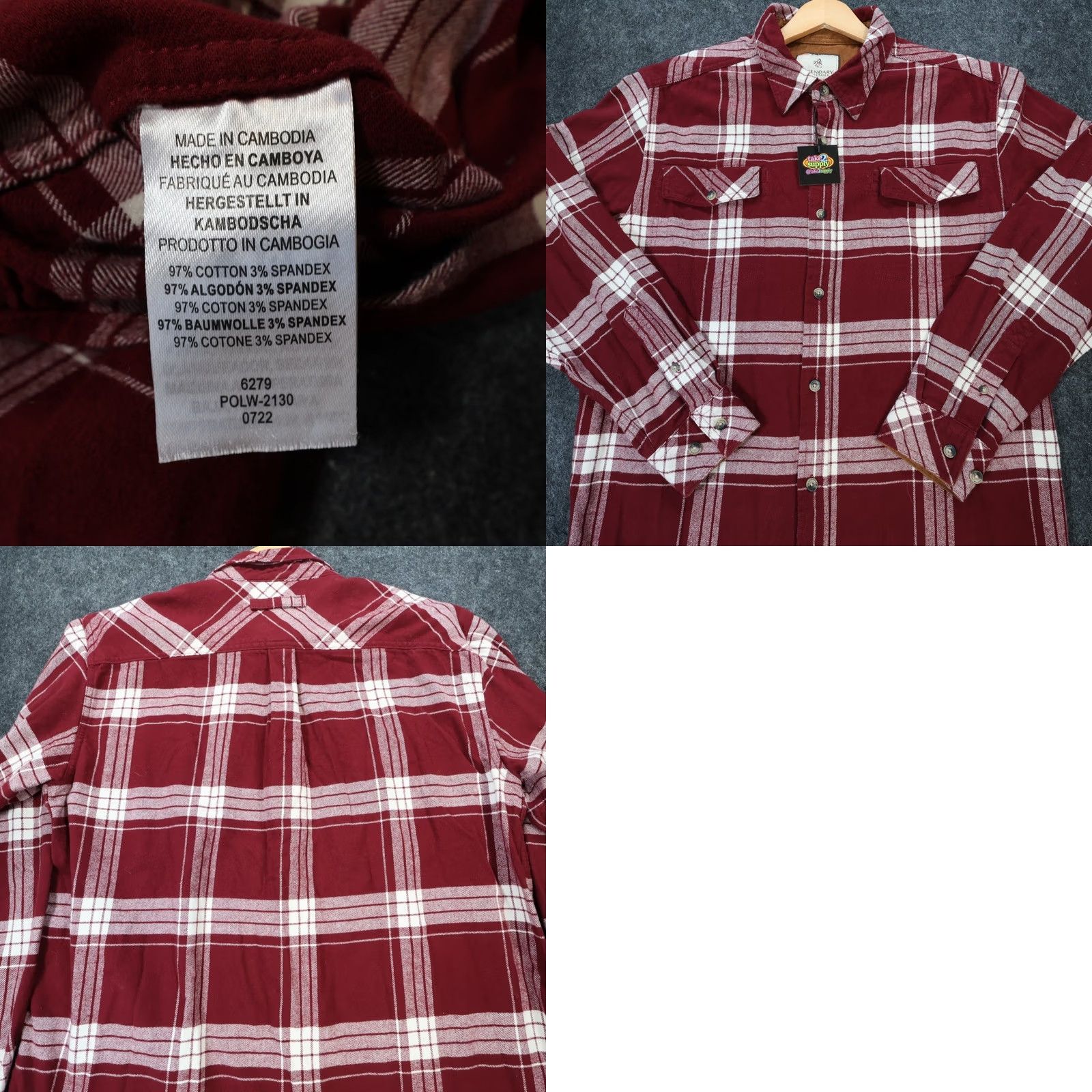 Vintage Legendary Whitetails Flannel Shirt Mens Large Maroon Plaid Button Up Size US L / EU 52-54 / 3 - 8 Thumbnail