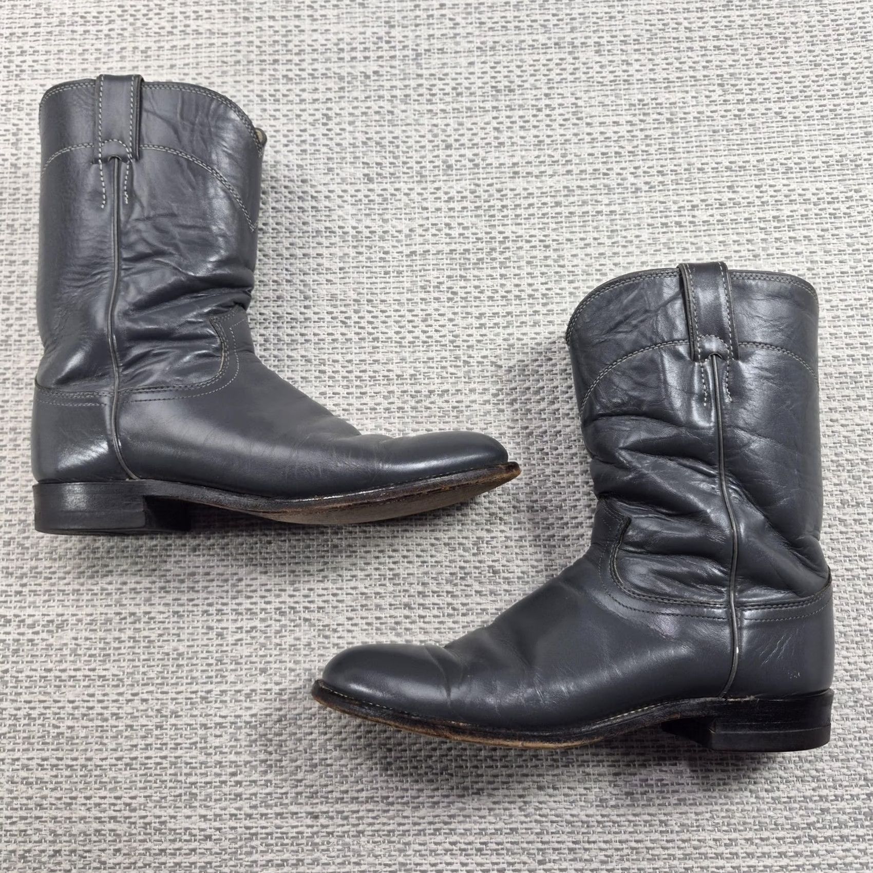 Justin Boots Justin Boots Mens Boot Western Round Toe 3025 Gray Leather Mid-Calf D Size 10 Boss Size US 10 / EU 43 - 2 Thumbnail