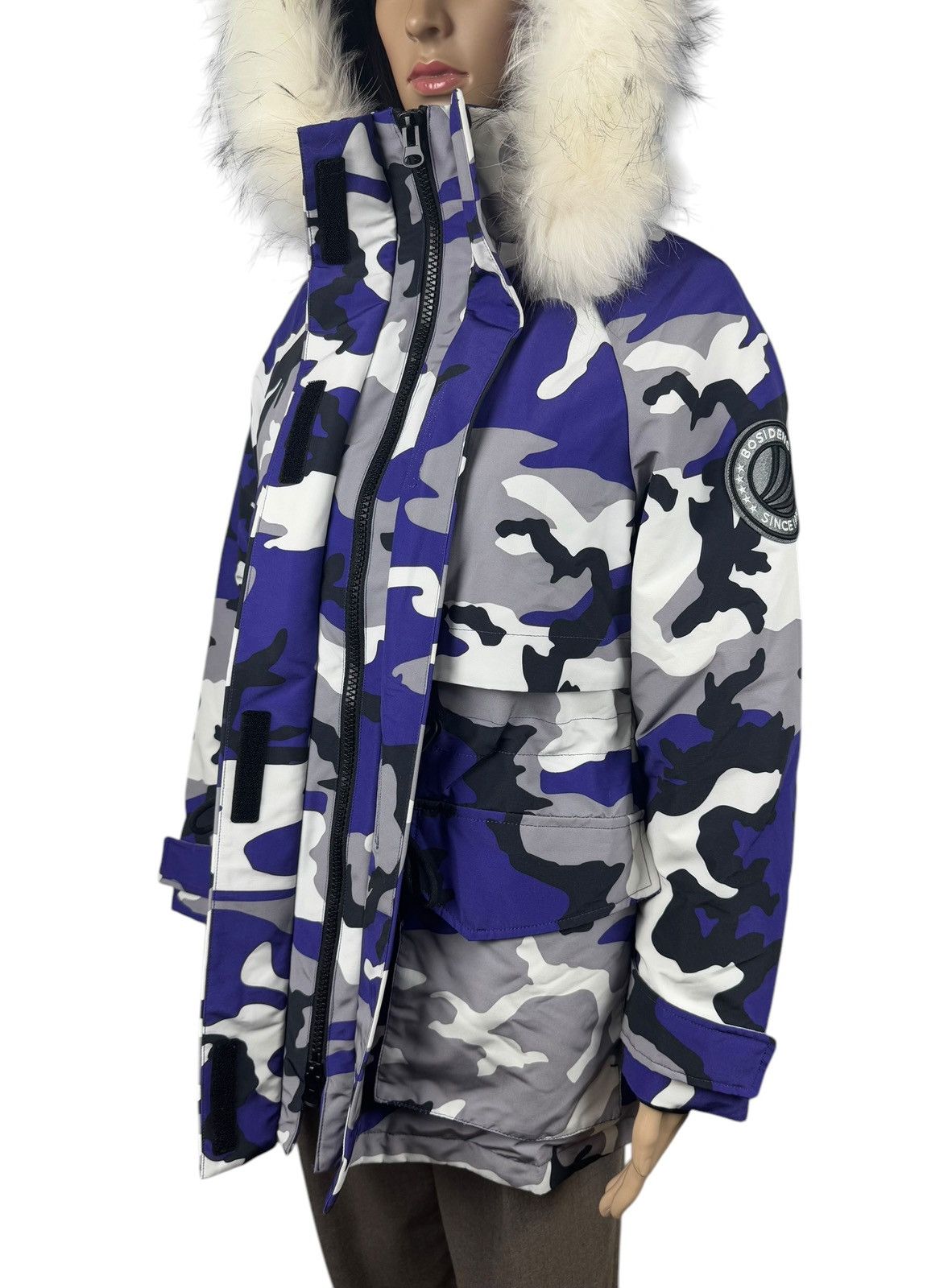 Designer Bosideng Camouflage Extreme Cold Down Parka Fur Trim Hooded Size S / US 4 / IT 40 - 13 Thumbnail