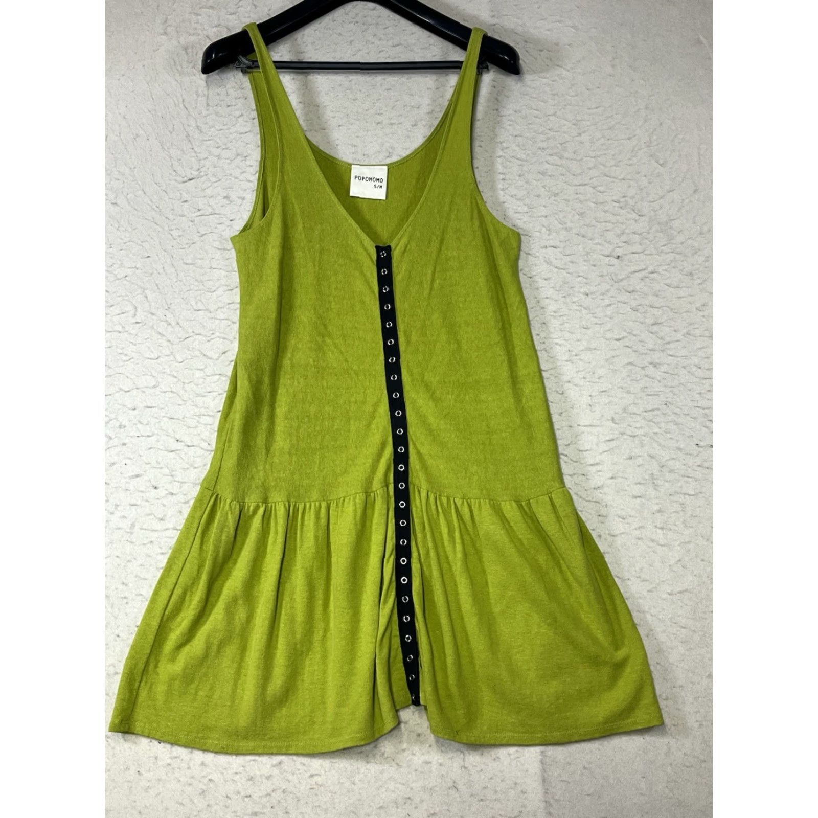 Vintage Popomomo Women Shirt Dress Green Sleeveless Button Down V-Neck Knee Length Size S/M Regular Size L / US 10 / IT 46 - 2 Thumbnail