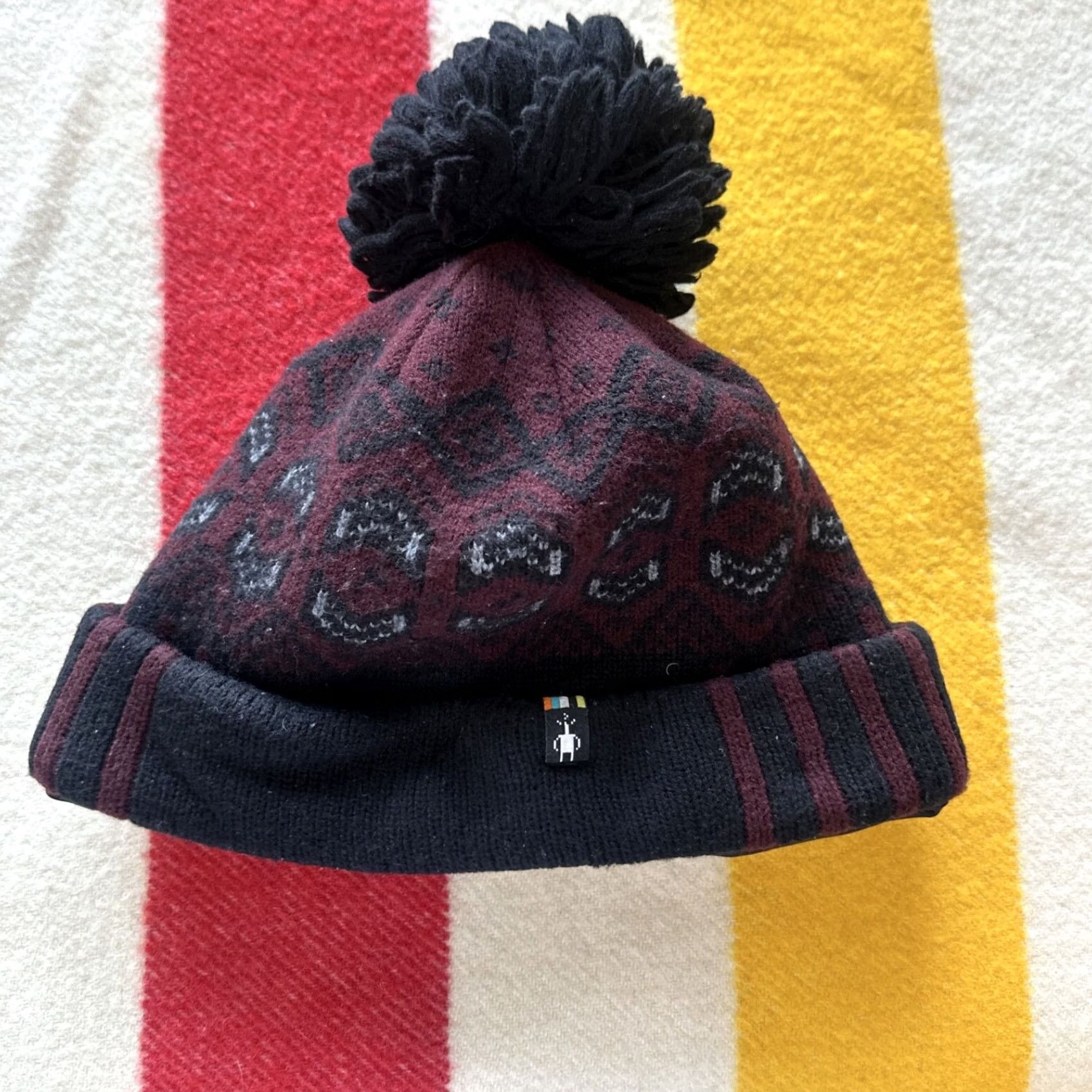 Smartwool SmartWool Beanie Hat Womens Paisley Pompom Wool Black Size One Size Size ONE SIZE - 2 Thumbnail
