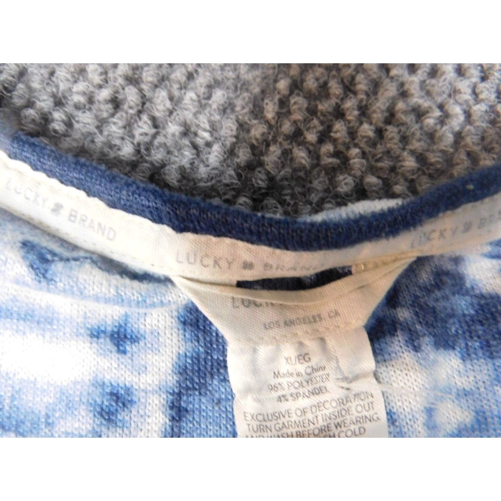 Lucky Brand Lucky Brand Blouse Shirt Womens XL Blue Geometric Short Sleeve Crew Neck Pullover Stretch Casual Regular Size XL / US 12-14 / IT 48-50 - 7 Thumbnail