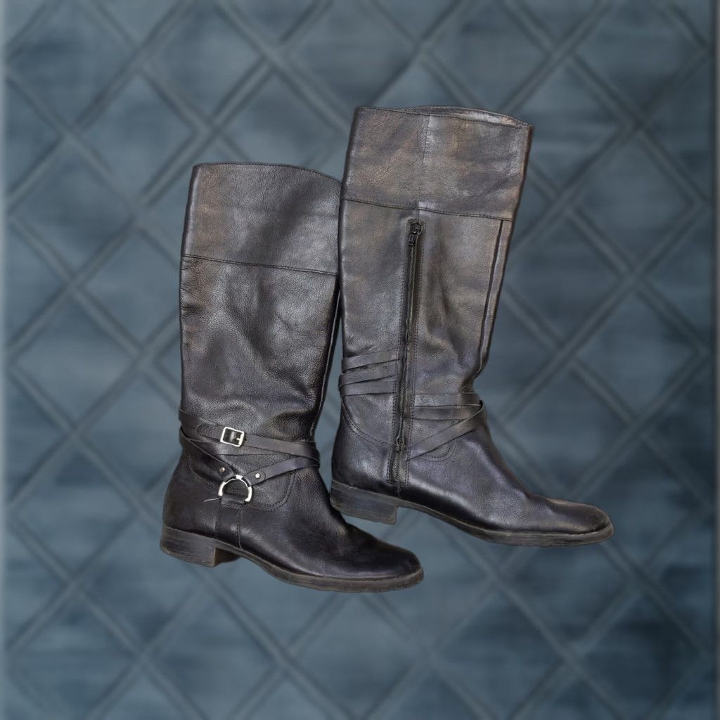 Ralph Lauren VINTAGE Lauren Ralph Lauren Boots Womens 8.5 Black Sonya Riding Harness 802143440 Size US 9 / IT 39 - 1 Thumbnail
