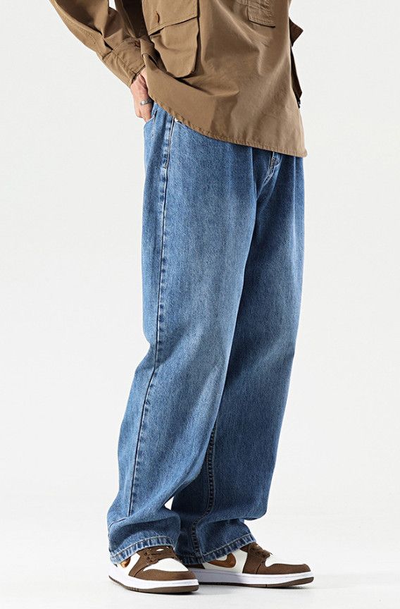 Japanese Brand Men's trendy retro washed loose wide-leg jeans Size US 32 / EU 48 - 3 Thumbnail