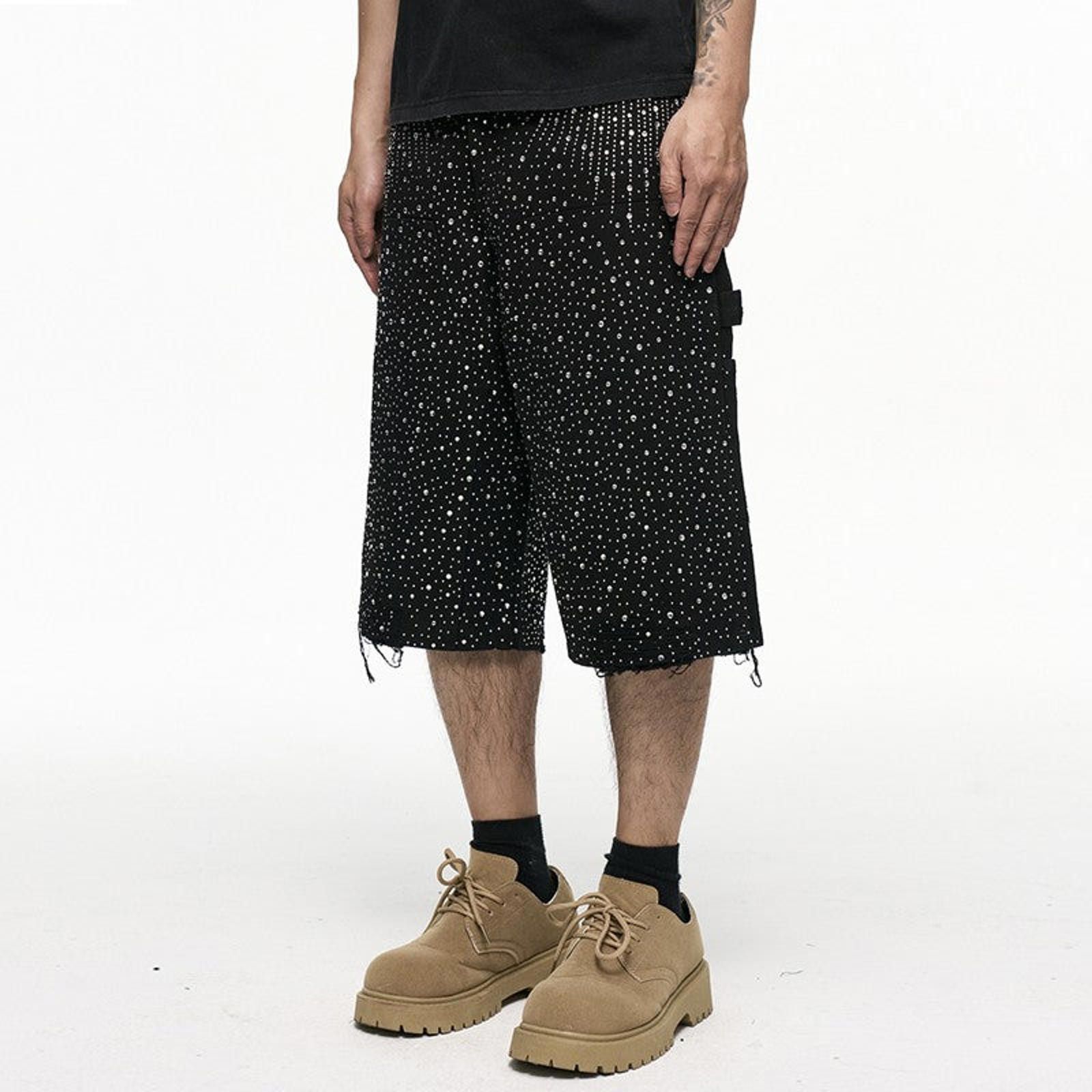 Rhinestone Accent Long Shorts