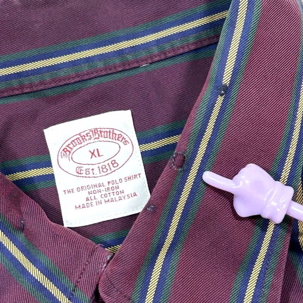 Brooks Brothers Brooks Brothers Burgundy Striped Button-Down Shirt Long Sleeve Business Mens XL Size US XL / EU 56 / 4 - 5 Thumbnail