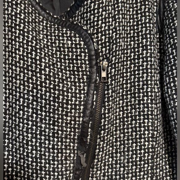 Sandro Sandro Tweed Moto Jacket Black & White Size L Size L / US 10 / IT 46 - 9 Thumbnail