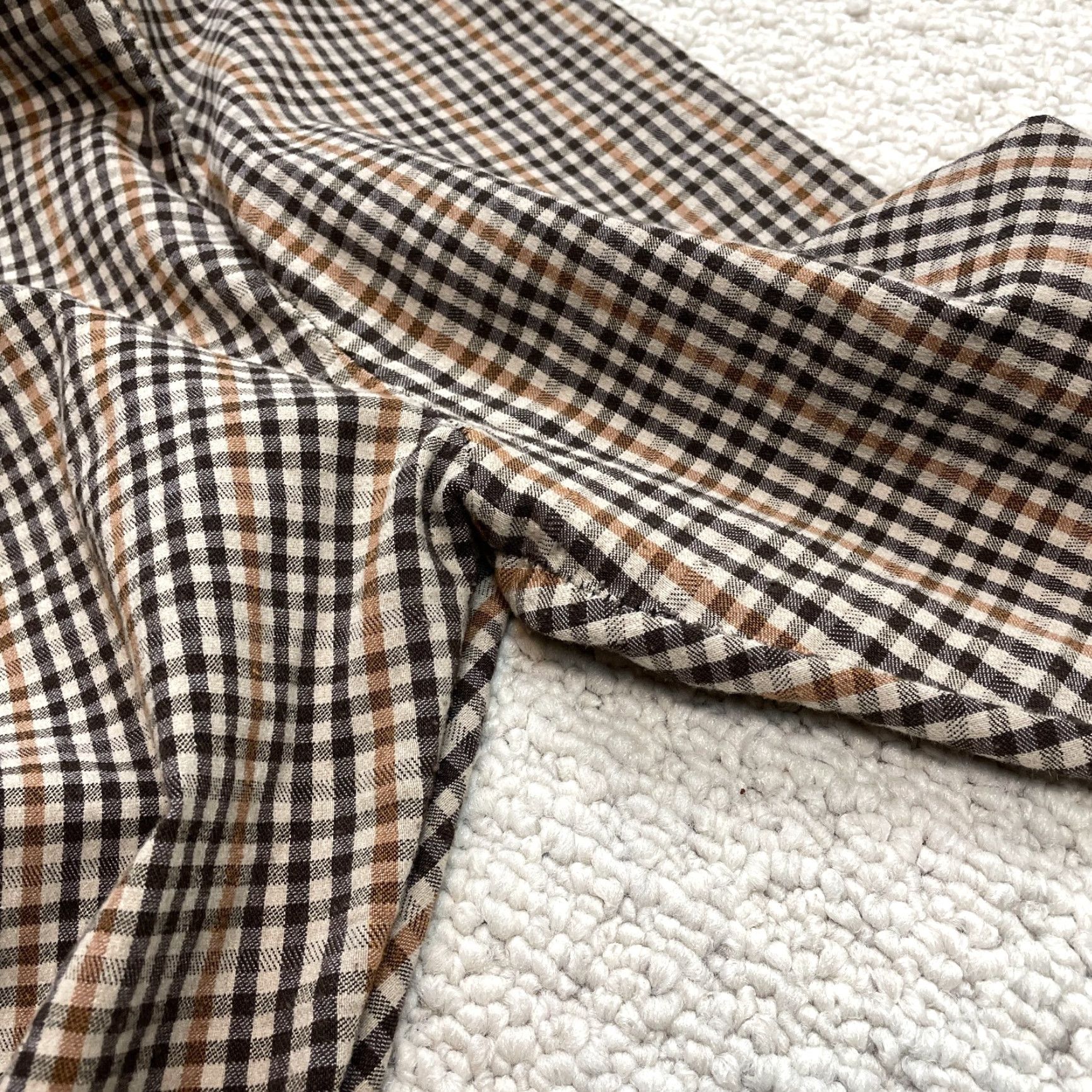 Boohoo VINTAGE Boohoo Pants Womens 27x29 Straight Pl?id Brown Plaid High Rise Trousers Stretch Pull On Casual Size 27" / US 4 / IT 40 - 5 Thumbnail