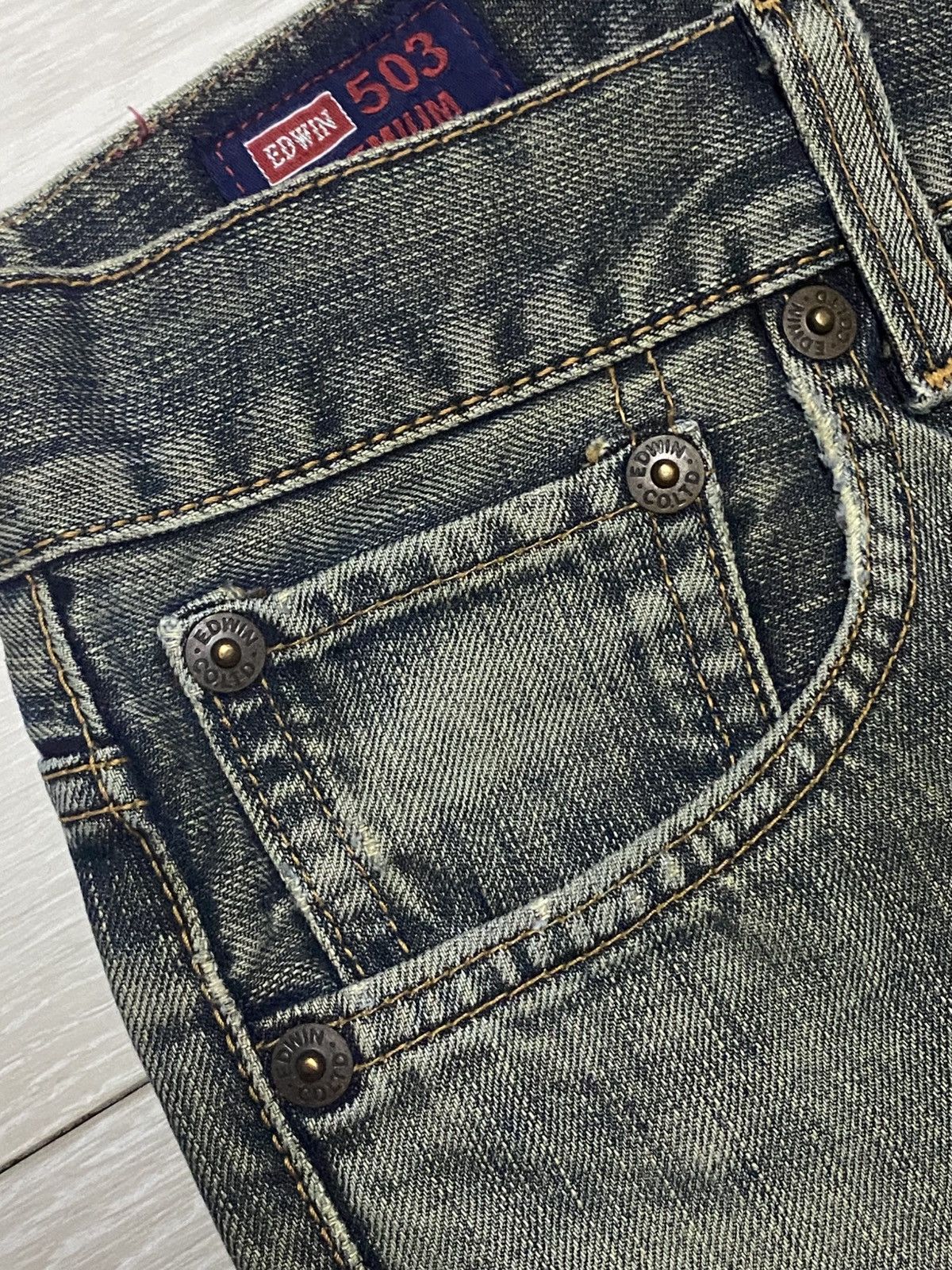 Edwin Vintage Japanese Brand Edwin 503 Faded Distressed Jeans Size US 31 - 7 Thumbnail
