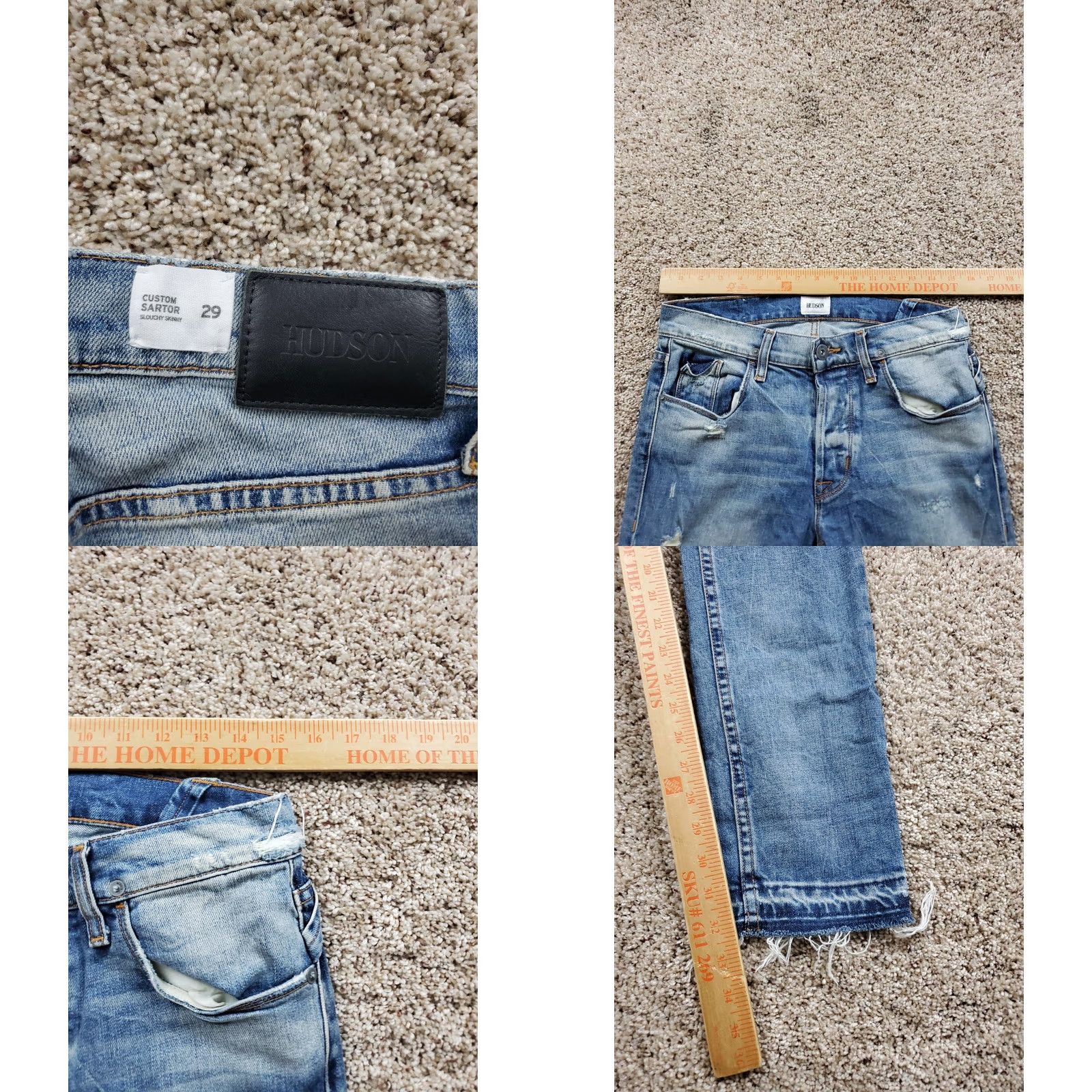 Hudson Hudson Jeans 29 Mens Slim Skinny Distressed Medium Wash Denim 5-Pocket Logo Cotton Blend Regular Inseam 32 Pants Size US 29 - 8 Thumbnail