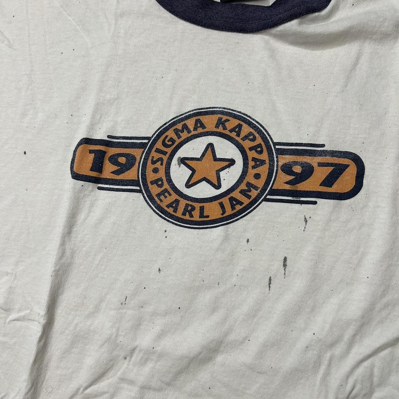 Band Tees × Vintage 1997 Pearl Jam Sigma Kappa Sorority Ringer T Shirt Size US XL / EU 56 / 4 - 2 Thumbnail