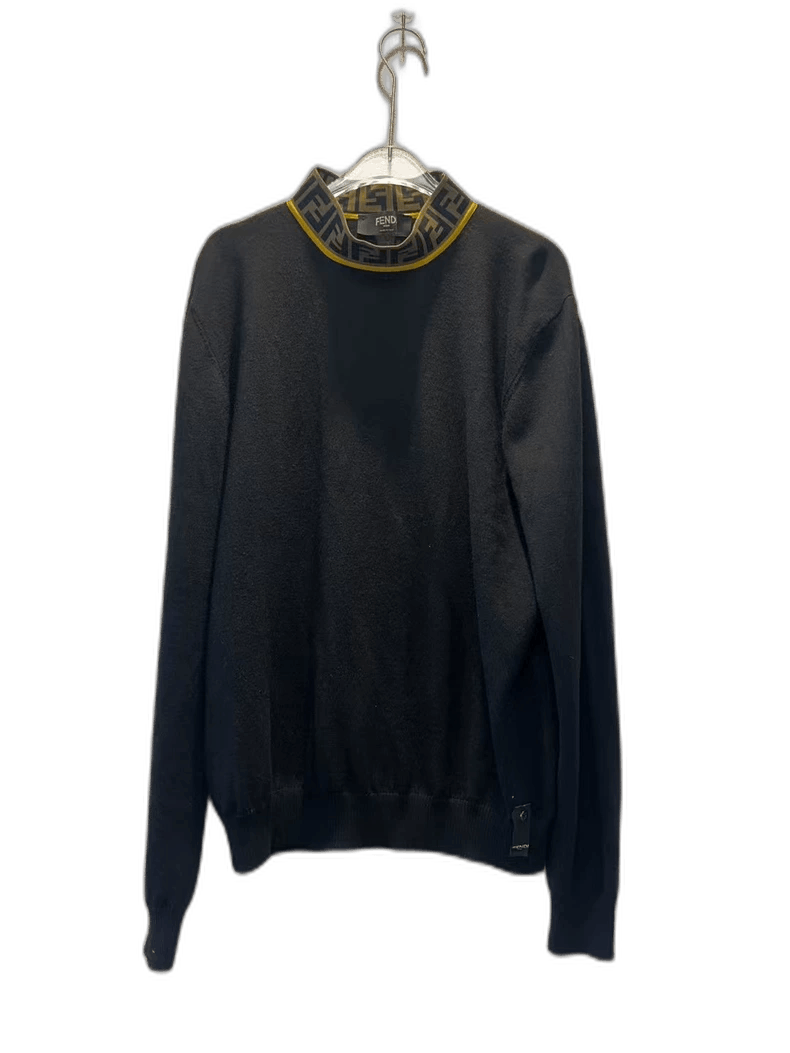 Fendi Fendi Black Wool Long Sleeve Knit Sweater Size US L / EU 52-54 / 3 - 1 Thumbnail