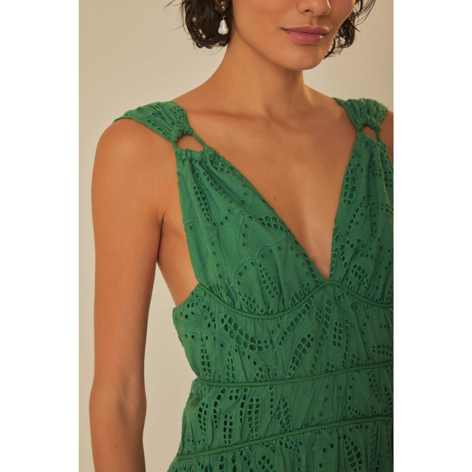 green eyelet maxi dress Sadie Maxi Dress Teal and Chartreuse Jasmine Eyelet Teal / XL main image 0