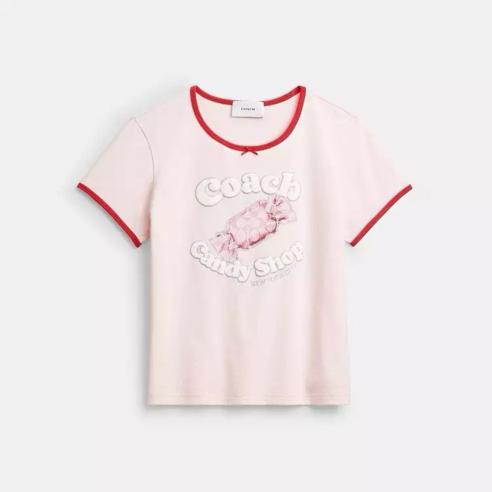 Strawberry NWT Coach Woman Candy Shop Scoop Neck T-Shirt Pink CDM76 XS Size XS / US 0-2 / IT 36-38 - 5 Thumbnail