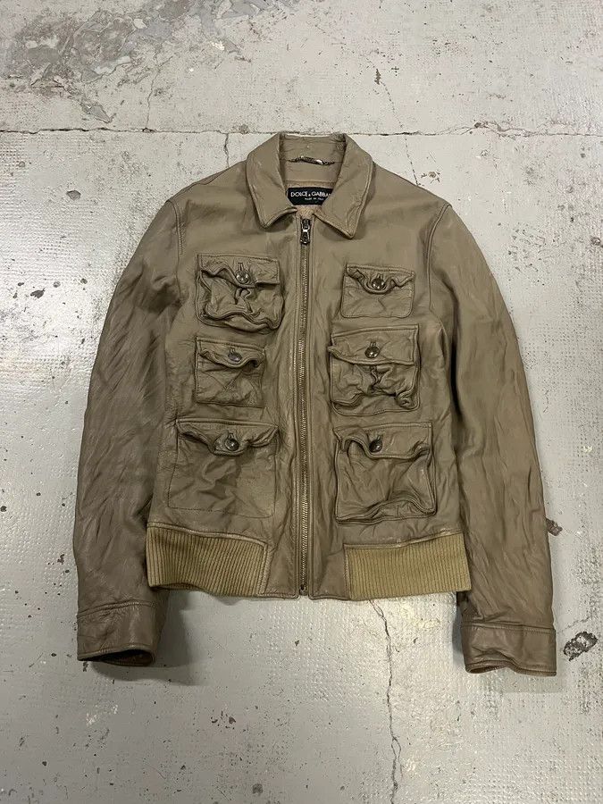 Dolce & Gabbana AW2006 Dolce & Gabbana Multi Pockets Cargo Grey Leather Jacket Size US M / EU 48-50 / 2 - 1 Thumbnail