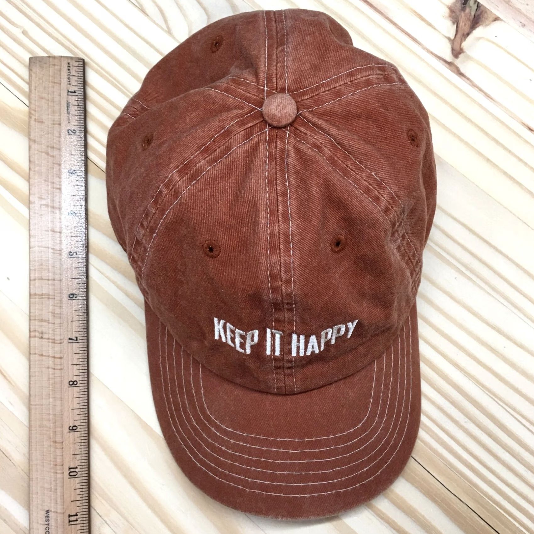 Logo 7 Keep It Happy Baseball Hat Womens Brown One Size Embroidered Logo Curved Brim Size ONE SIZE - 3 Thumbnail