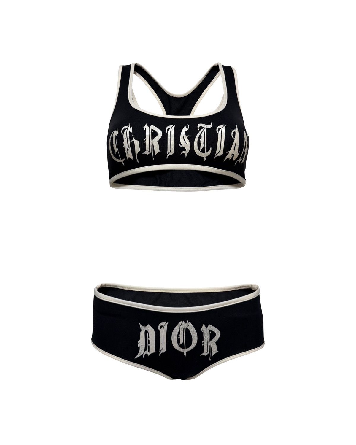 Dior CHRISTIAN DIOR Spring Summer 2002 Gothic Logo Bikini Set Size S / US 4 / IT 40 - 1 Thumbnail