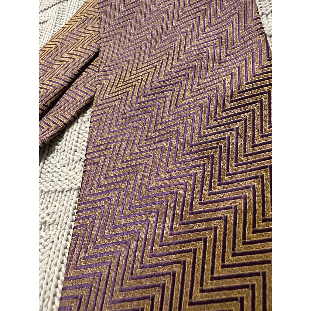 Lord & Taylor Lord and Taylor bronze metallic chevron silk tie Size ONE SIZE - 2 Thumbnail