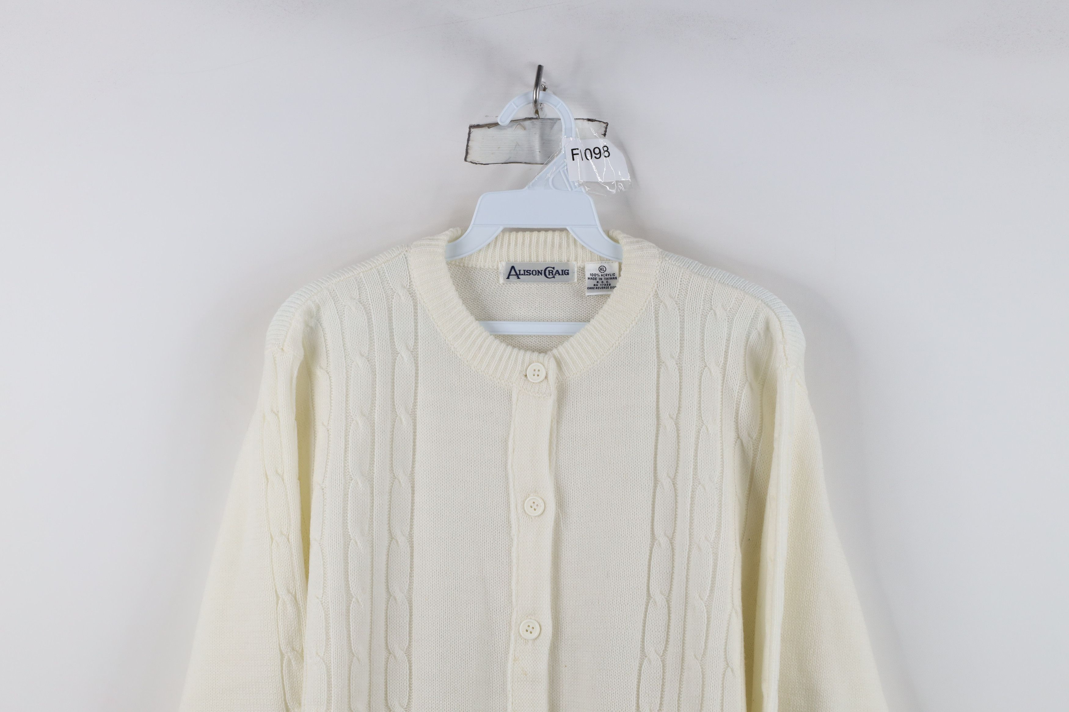 Vintage Vintage 90s Streetwear Knit Cardigan Sweater White Acrylic Size XL / US 12-14 / IT 48-50 - 2 Thumbnail