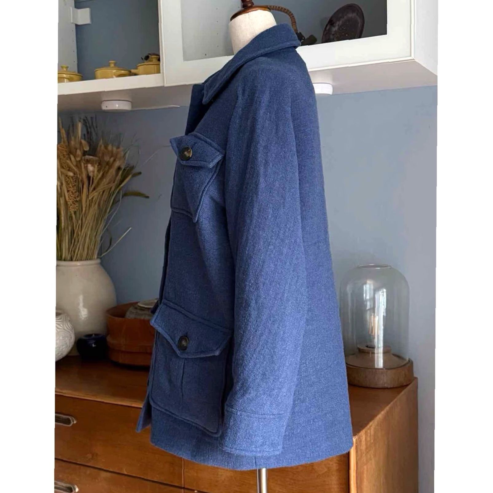 Vintage VINTAGE SEZANE Paulin Wool Coat Jacket Blue 34 / US 2 Wool Blend Check Short Coat Women Regular Size 2 Size XS / US 0-2 / IT 36-38 - 2 Thumbnail