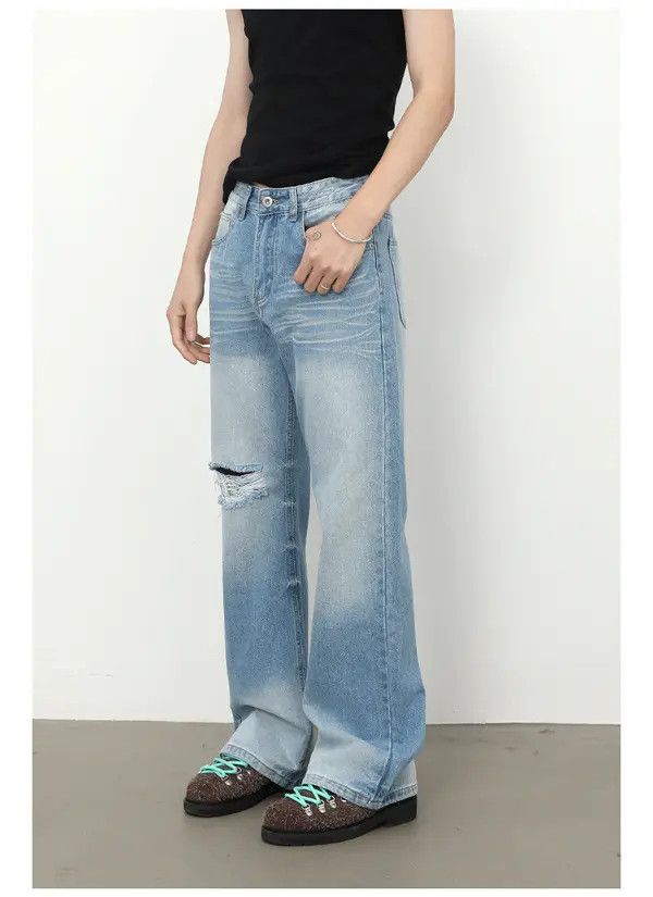 Japanese Brand VIBE American high street blue washed bootcut ripped jeans Size US 32 / EU 48 - 5 Thumbnail
