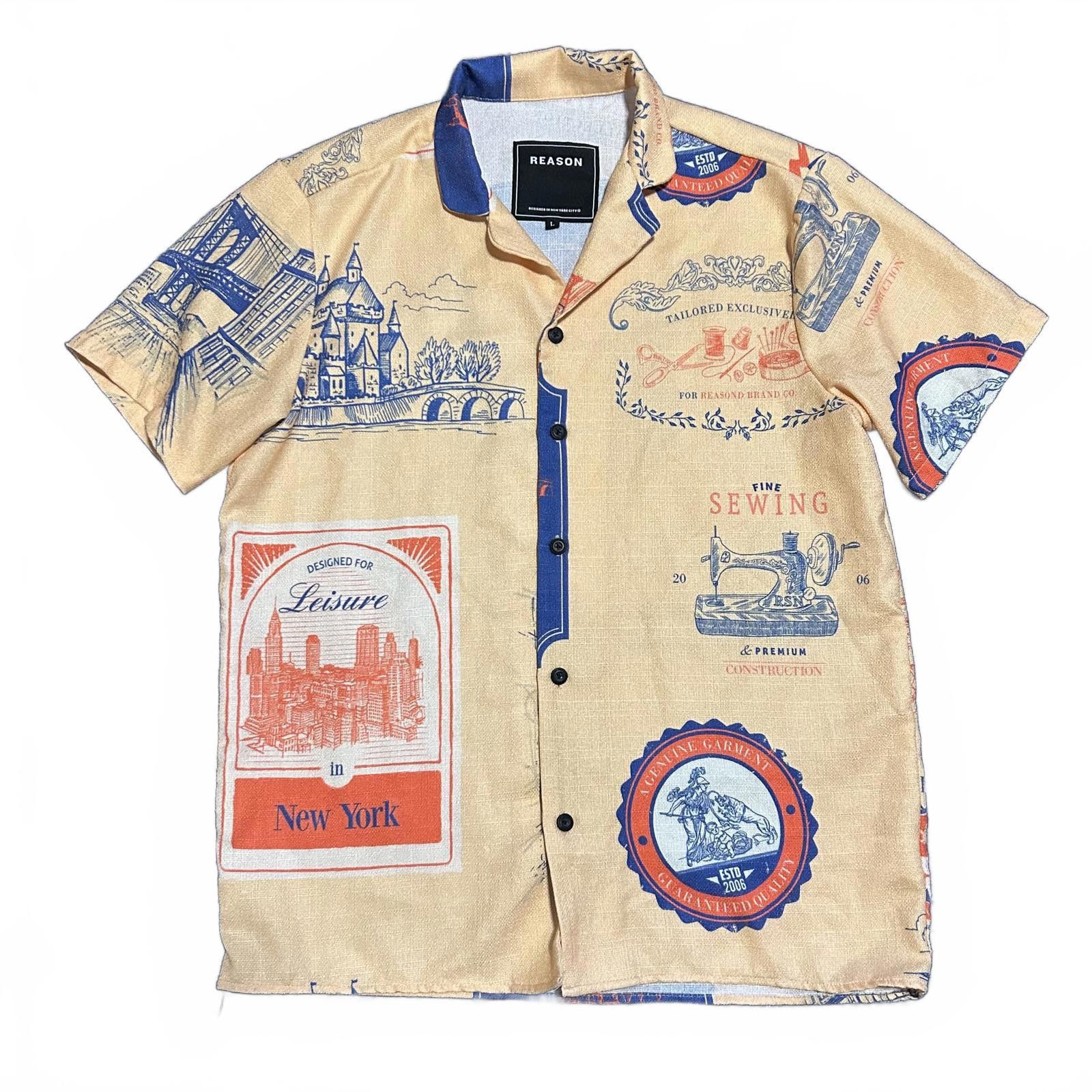 Reason Reason Men's Graphic Short sleeve button up Large yellow Size US L / EU 52-54 / 3 - 1 Thumbnail