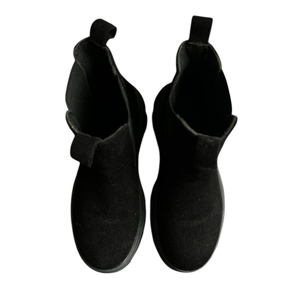 Designer Black Suede Chelsea Platform Boots Size US 6 / IT 36 - 2 Thumbnail