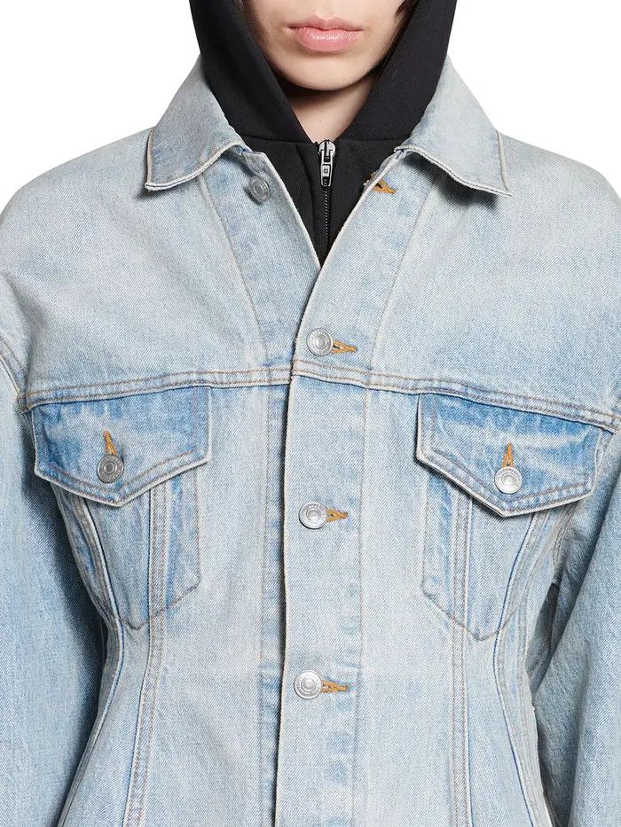 Balenciaga o1s1wg110126 Dup / Hourglass Jacket in Light Blue Size M / US 6-8 / IT 42-44 - 6 Thumbnail