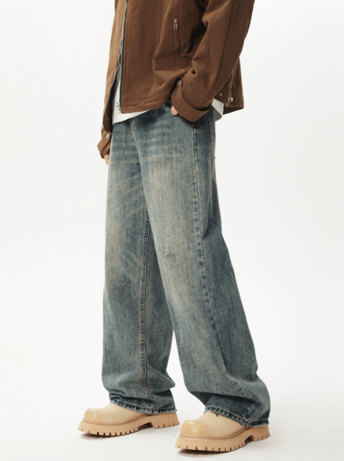 Japanese Brand × Jean American style distressed men's street wide-leg jeans Size US 32 / EU 48 - 4 Thumbnail
