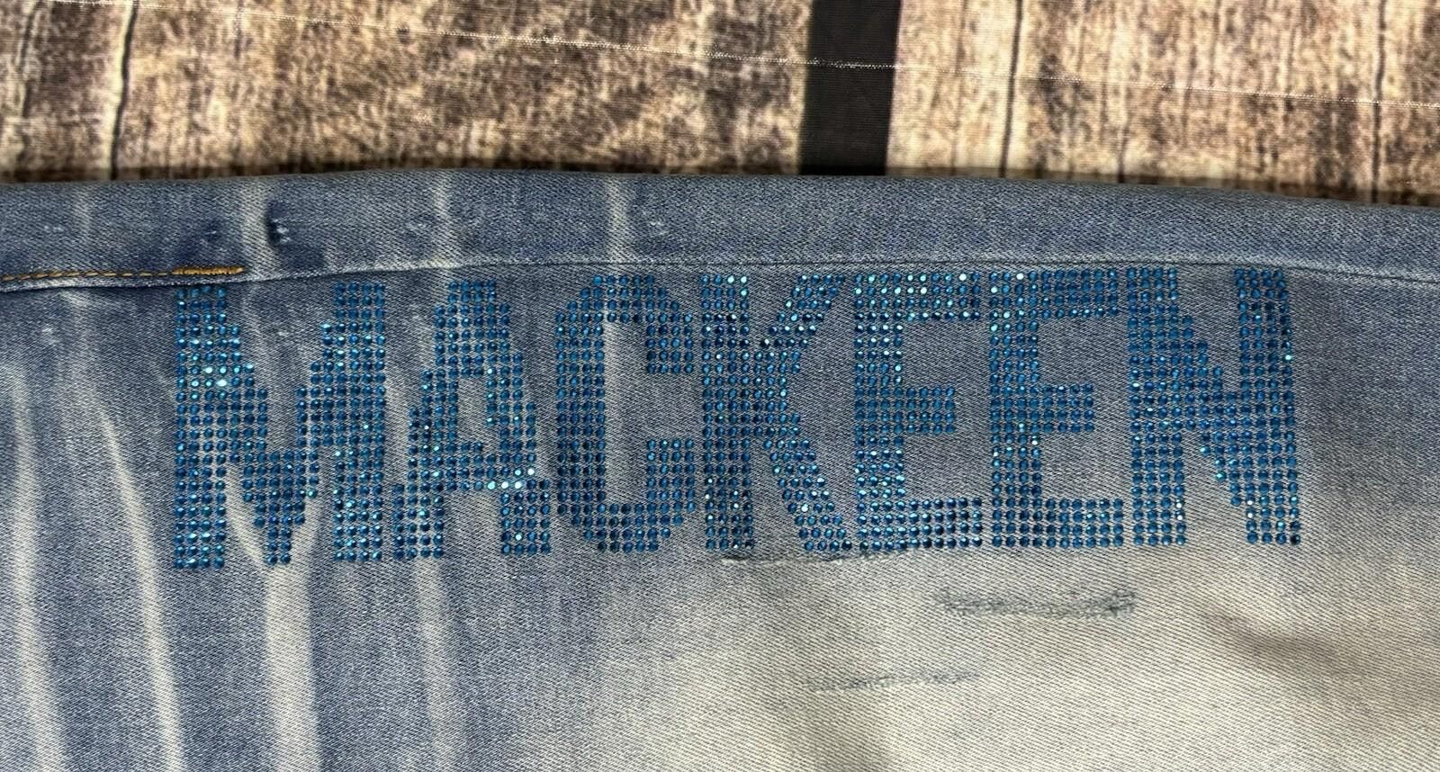 Andrew Mackenzie Mackeen Denim Jeans Men's 34x32 Distressed Flames Logo Size US 34 / EU 50 - 6 Thumbnail