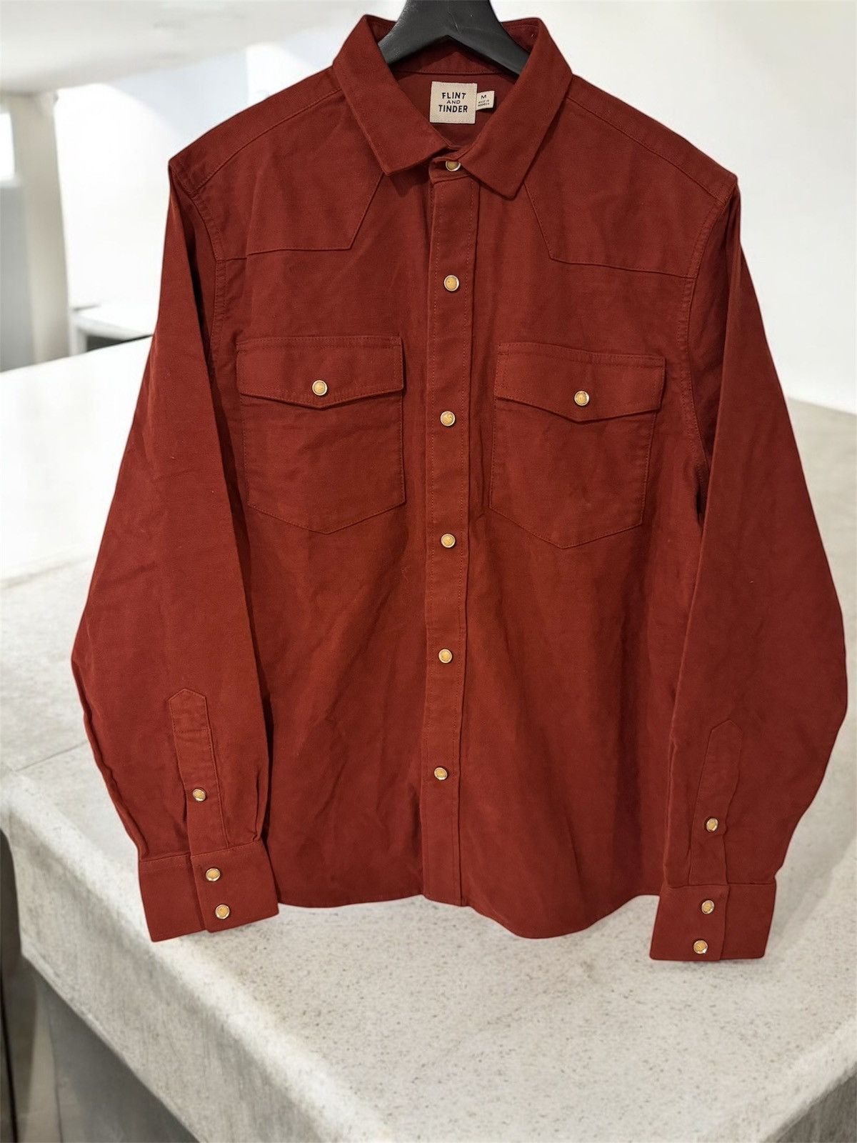 Flint And Tinder Moleskin Western Shirt in Fired Brick Size US M / EU 48-50 / 2 - 1 Thumbnail