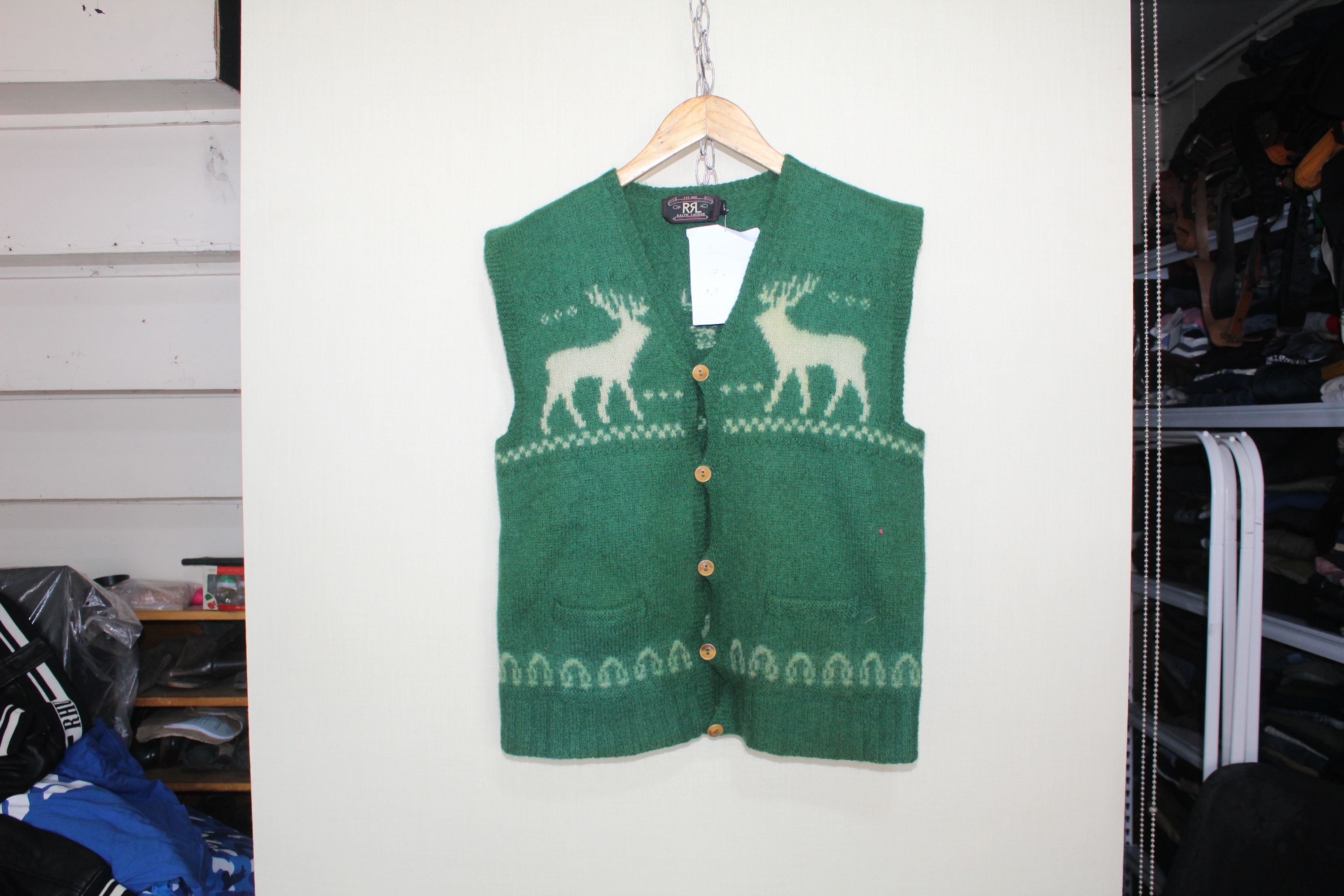 image of Rrl Ralph Lauren Rrl Wool Vest in Green, Men's (Size Medium)