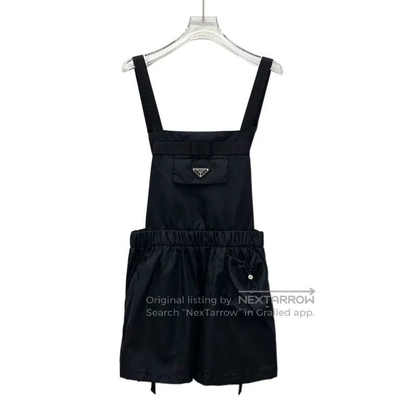 Prada Prada Black triangle nylon bib pants Size 27" / US 4 / IT 40 - 1 Thumbnail