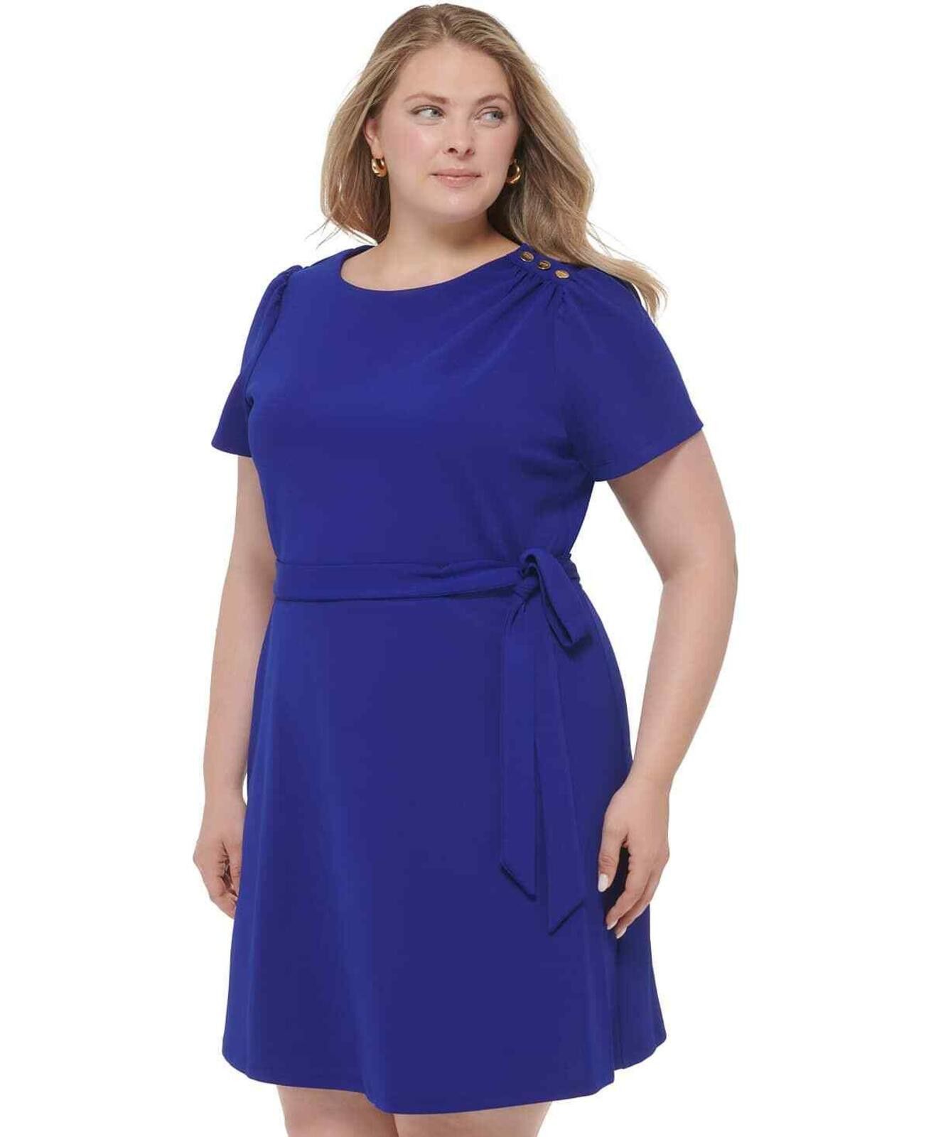 DKNY DKNY Plus Size Short-Sleeve Crewneck Fit & Flare Dress 20W Size 3XL / US 20-22 - 3 Thumbnail