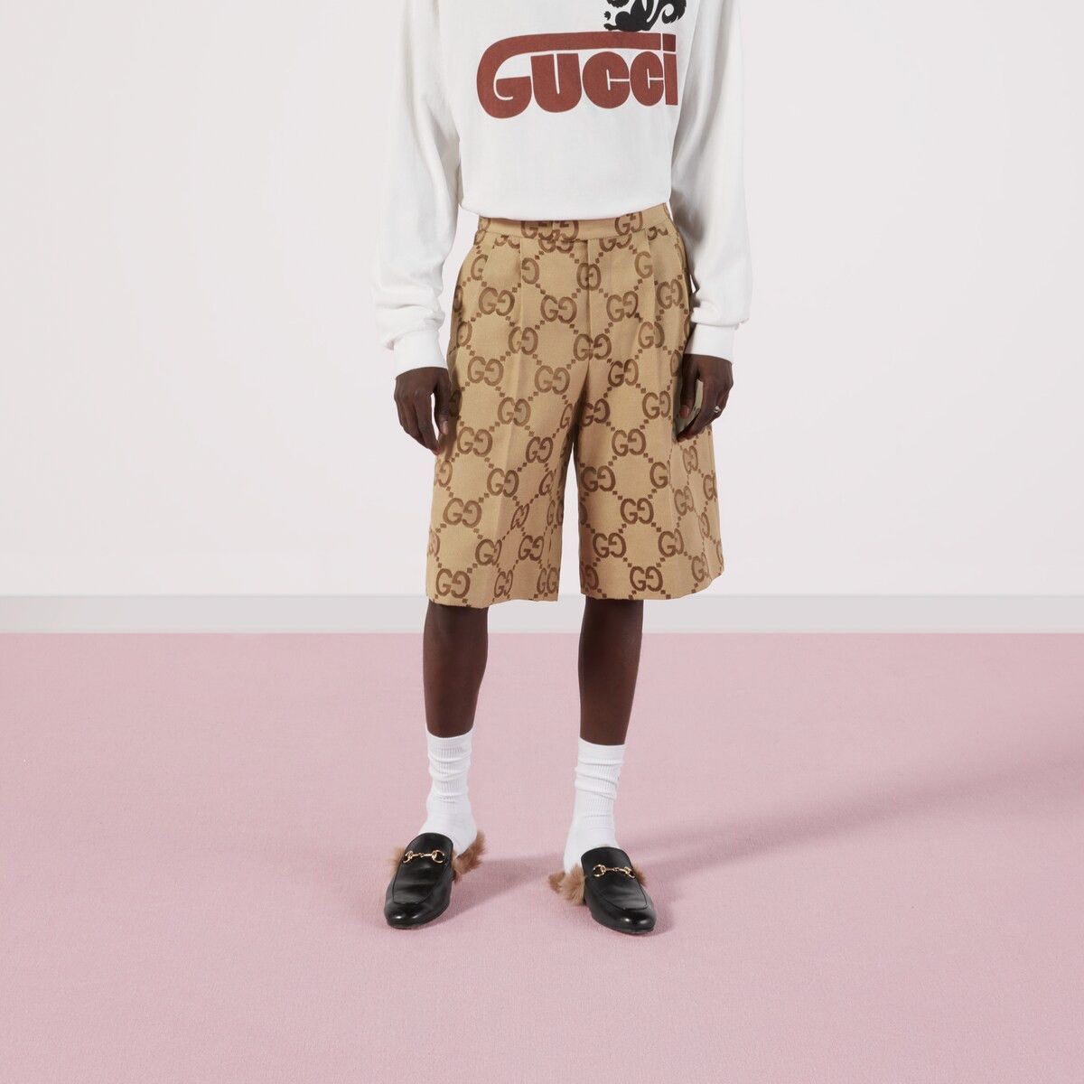 Gucci 50 L Gucci GG Canvas Beige Shorts Men Brown Wide Leg Size US 34 / EU 50 - 5 Thumbnail