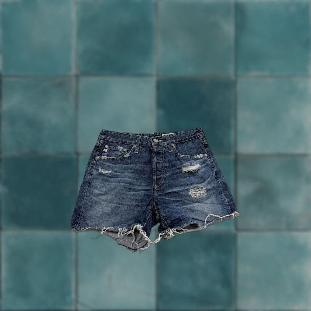 AG Jeans VINTAGE AG Jeans The Alex Boyfriend Distressed Denim Shorts 26R Womens Blue 5 in Inseam Relaxed 100% Cotton Casual Girls/Women (if applicable) Size 26" / US 2 / IT 38 - 1 Thumbnail