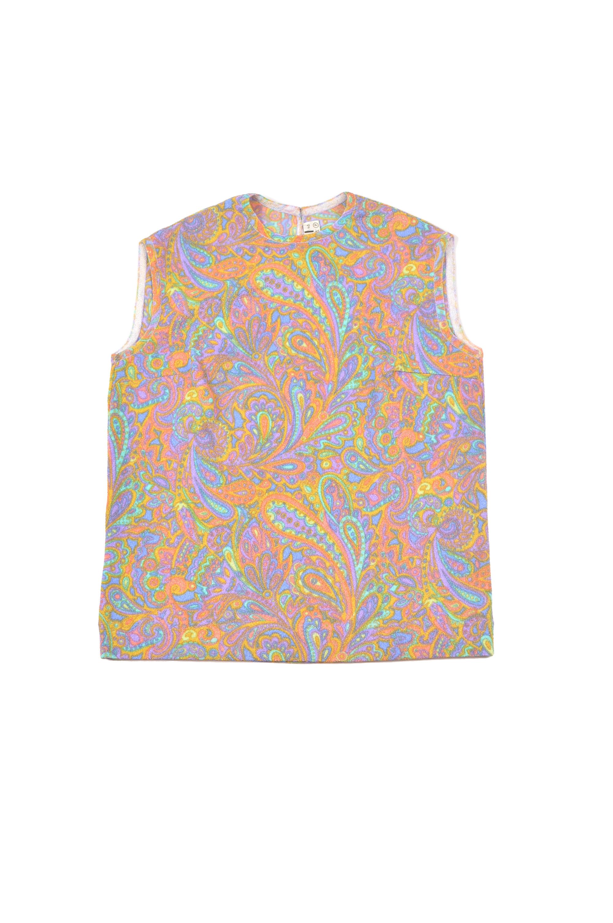 Wolford Vintage Paisley Sleeveless Top Blouse Shirt Vest