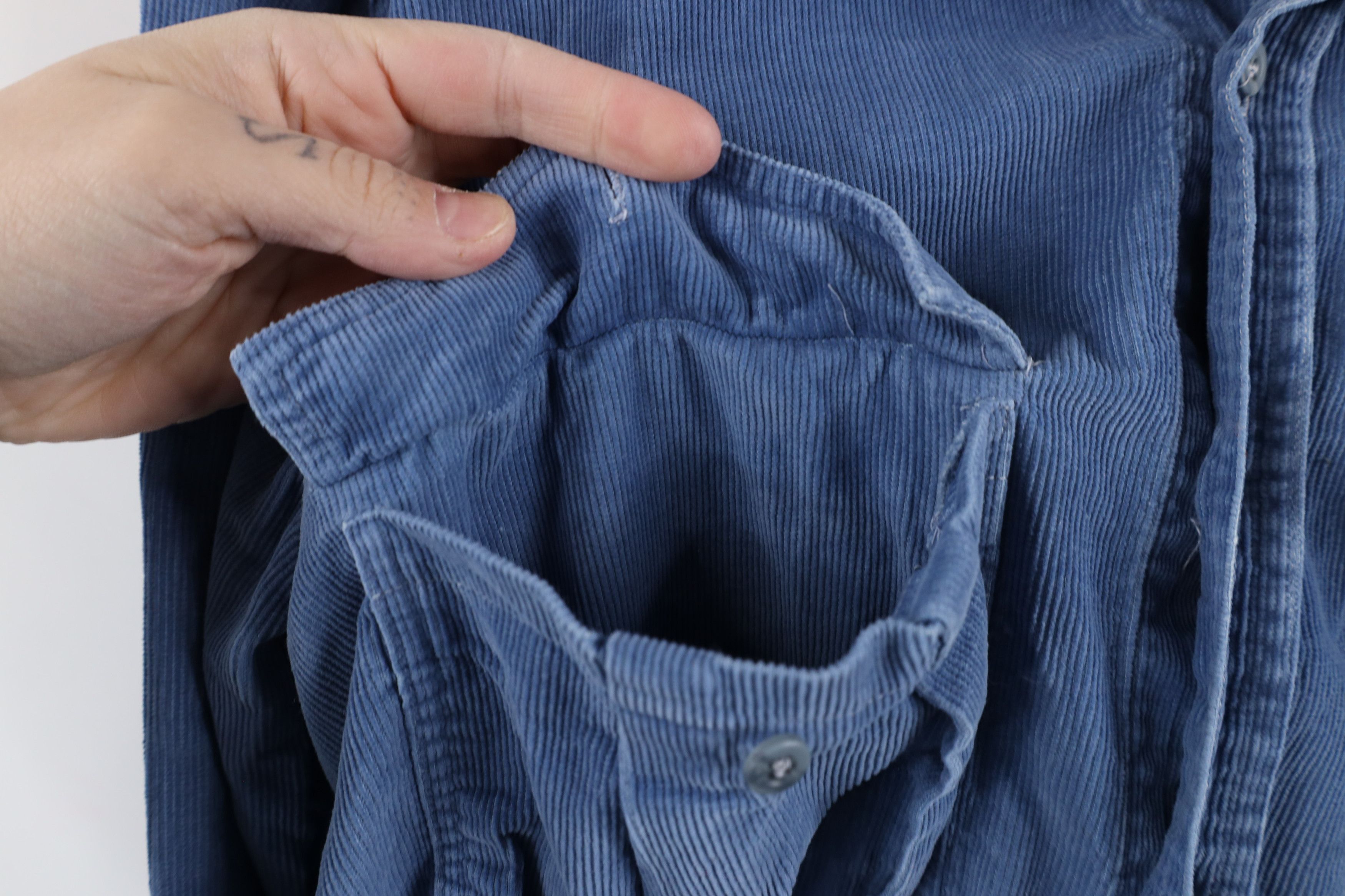 Levi's × Vintage Vintage 80s 90s Levis Military Corduroy Button Shirt Blue Size US L / EU 52-54 / 3 - 10 Thumbnail