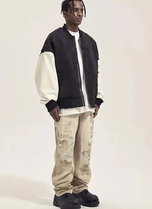 VIBE Beige Paint Splatter Distressed Denim Jeans y2k Size US 33 - 3 Thumbnail