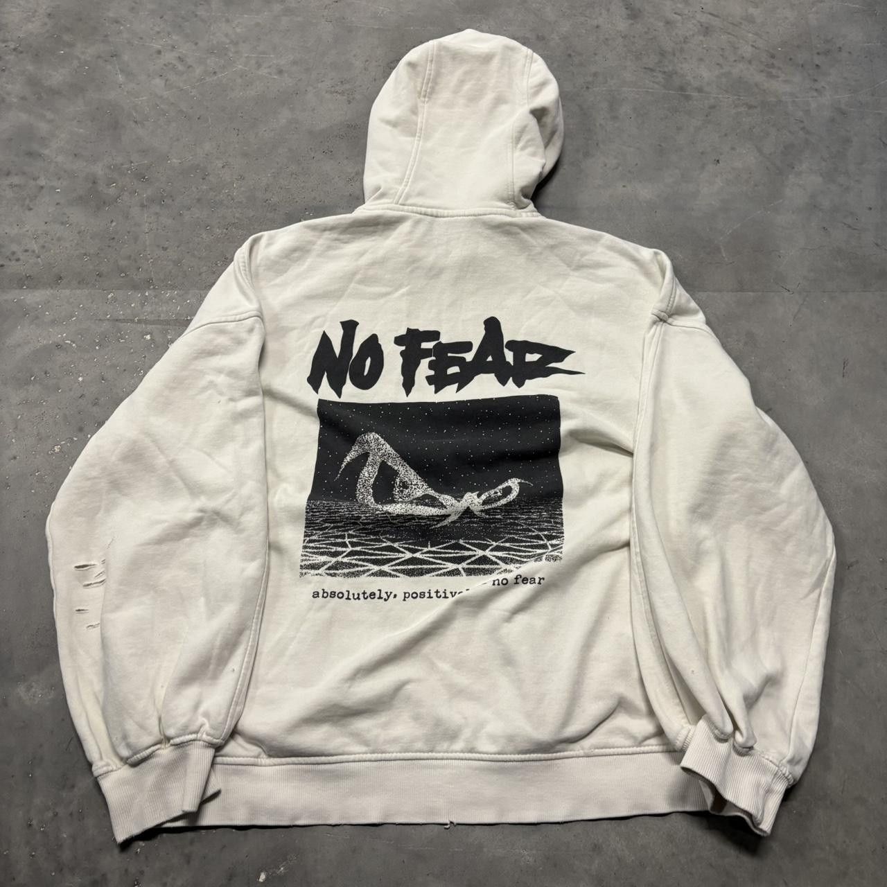 No Fear × Vintage Crazy Vintage Y2K/2000s White No Fear Skater Graphic Hoodie! Size US M / EU 48-50 / 2 - 1 Thumbnail